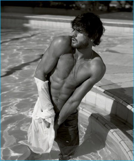 Harpers Bazaar Espana 2016 Editorial Marlon Teixeira Shirtless Pool