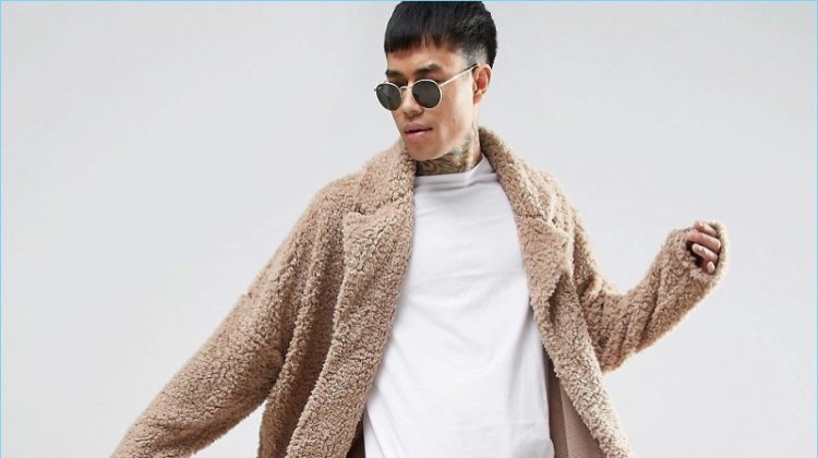 ASOS Extreme Oversized Borg Duster Coat Beige