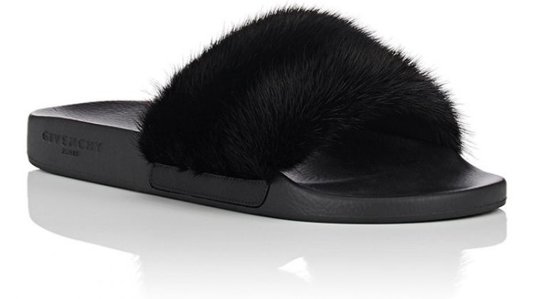 Givenchy Mens Mink Fur Slide Sandals