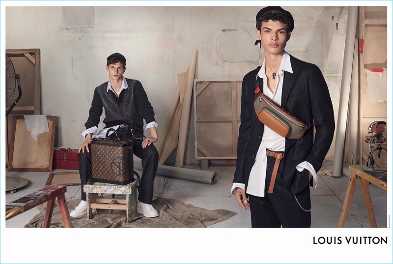 Models Luc Defont and Noah Brown come together for Louis Vuitton's fall-winter 2017 men's campaign.