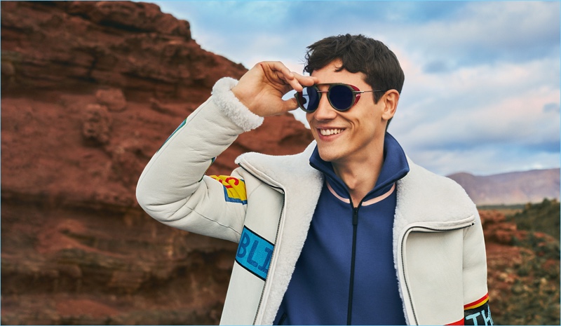 All smiles, Nicolas Ripoll stars in Fendi's fall-winter 2017 men's campaign.