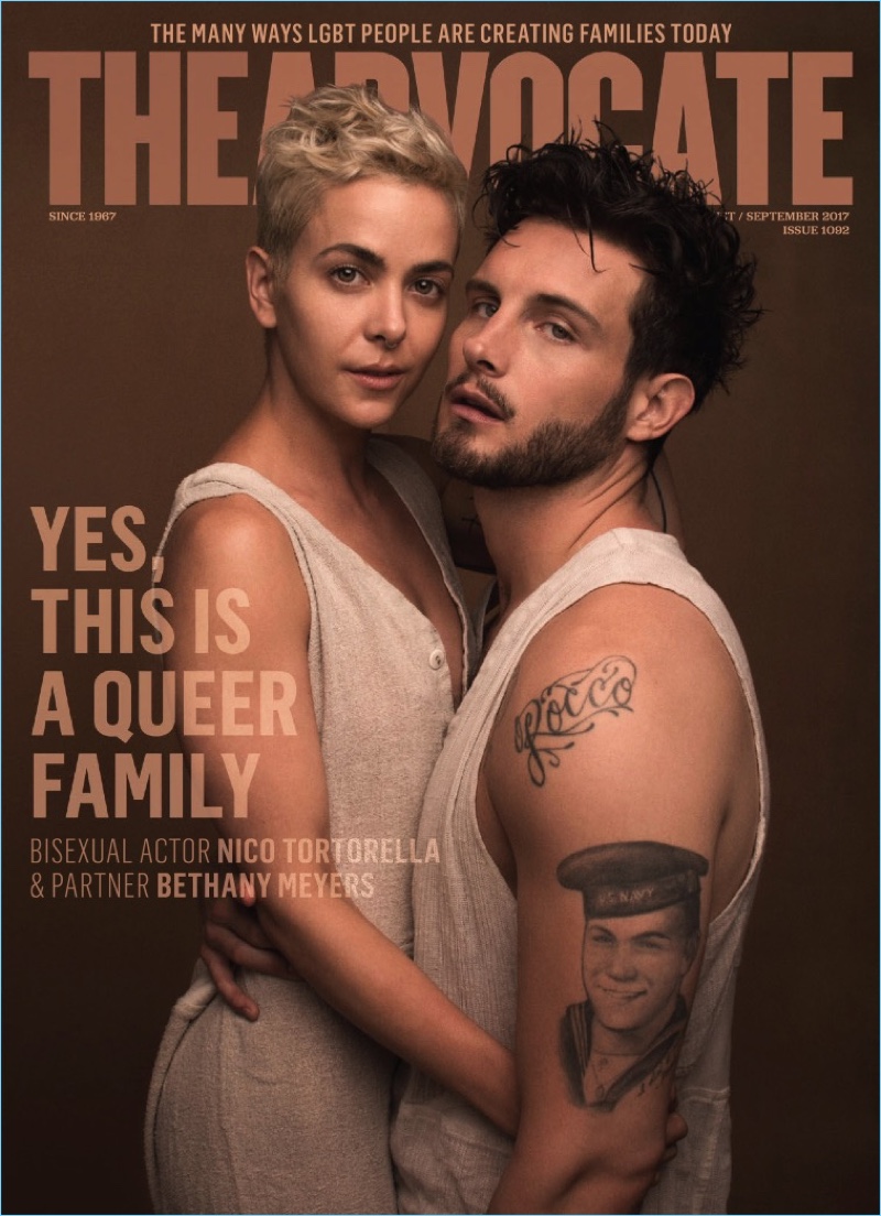 Bethany Meyers and Nico Tortorella cover the August/September 2017 issue of The Advocate.