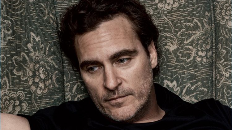 Relaxing, Joaquin Phoenix sports a Ralph Lauren t-shirt.