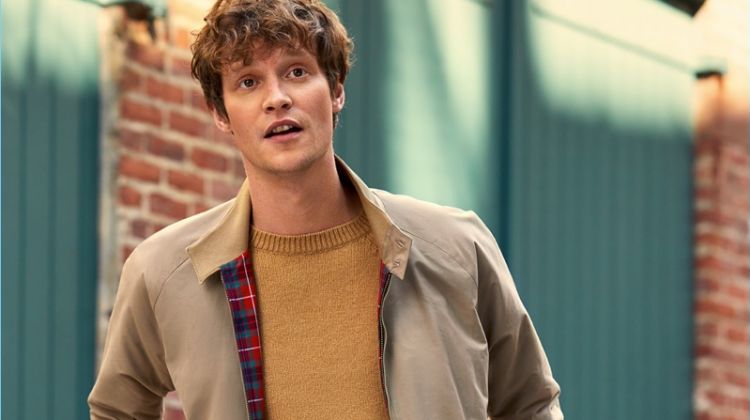 Classic style reigns as Matthew Hitt sports a Baracuta G9 Modern Classic jacket. Matthew also wears a camel colored A.P.C. sweater and jeans from Naked & Famous.