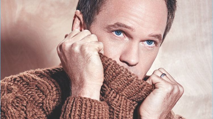 Connecting with Modern Luxury, Neil Patrick Harris wears a Salvatore Ferragamo sweater.