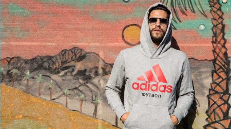 Going casual, Landon Falgoust sports a Gosha Rubchinskiy x Adidas hoodie.