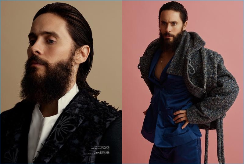 Actor Jared Leto wears flamboyant styles for the pages of Clash magazine.