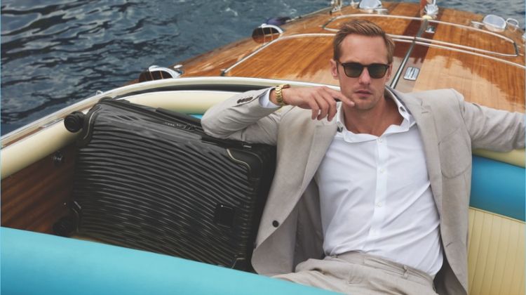 Alexander Skarsgård stars in Tumi's new campaign to promote its Latitude collection.