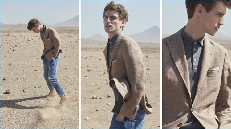 Victor Norlander stars in Brunello Cucinelli's spring-summer 2018 campaign.