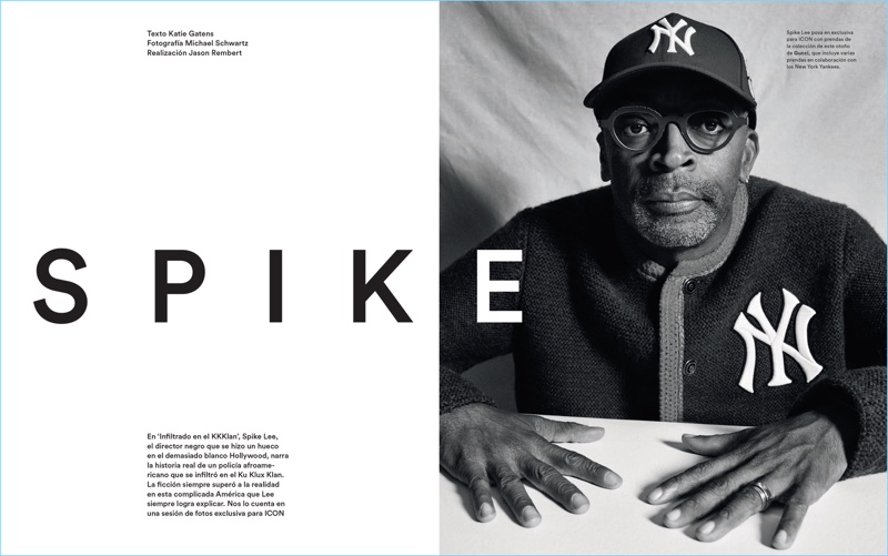 Starring in a photo shoot, Spike Lee wears Gucci.