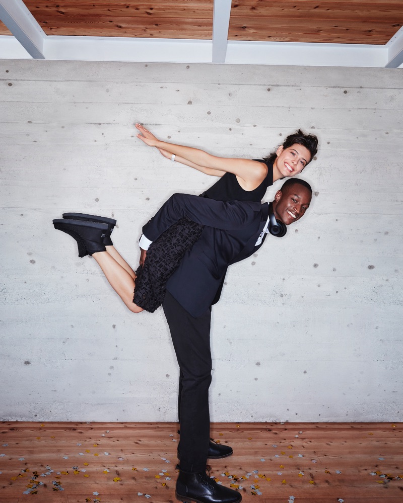 Margot Davy and Oliver Kumbi dress up for Esprit's holiday 2018 campaign.