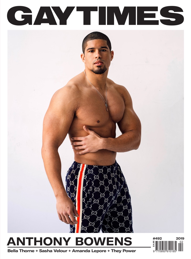 Anthony Bowens covers the February 2019 issue of Gay Times.