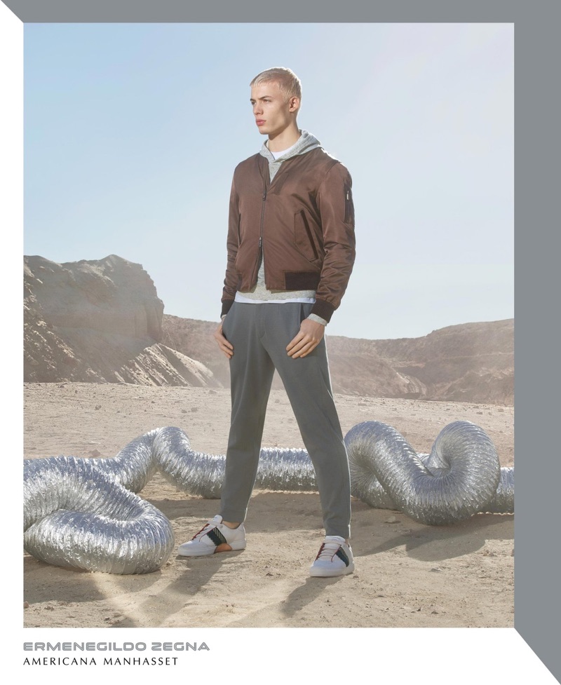 Taking to the desert, João Knorr wears Ermenegildo Zegna.