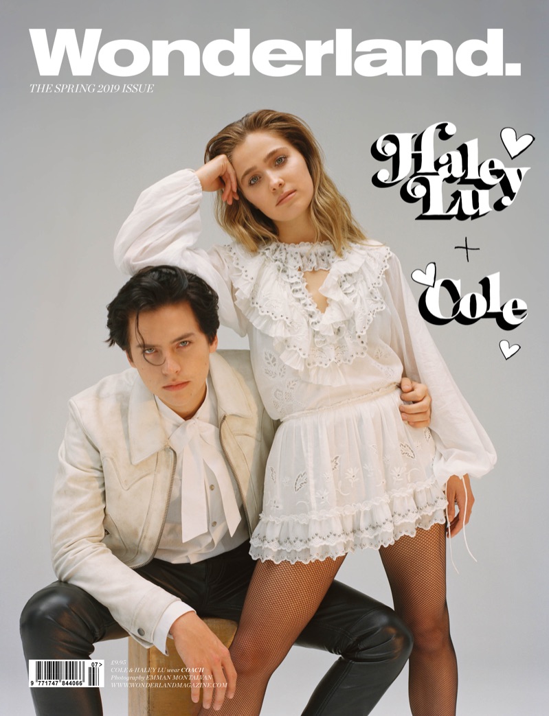 Wearing Coach, Cole Sprouse and Haley Lu Richardson cover Wonderland magazine.