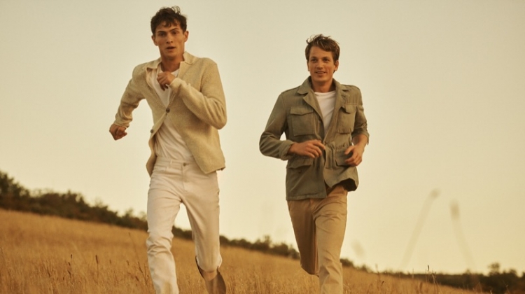 Models Luc Defont-Saviard and Hugo Sauzay star in Massimo Dutti's spring-summer 2019 campaign.