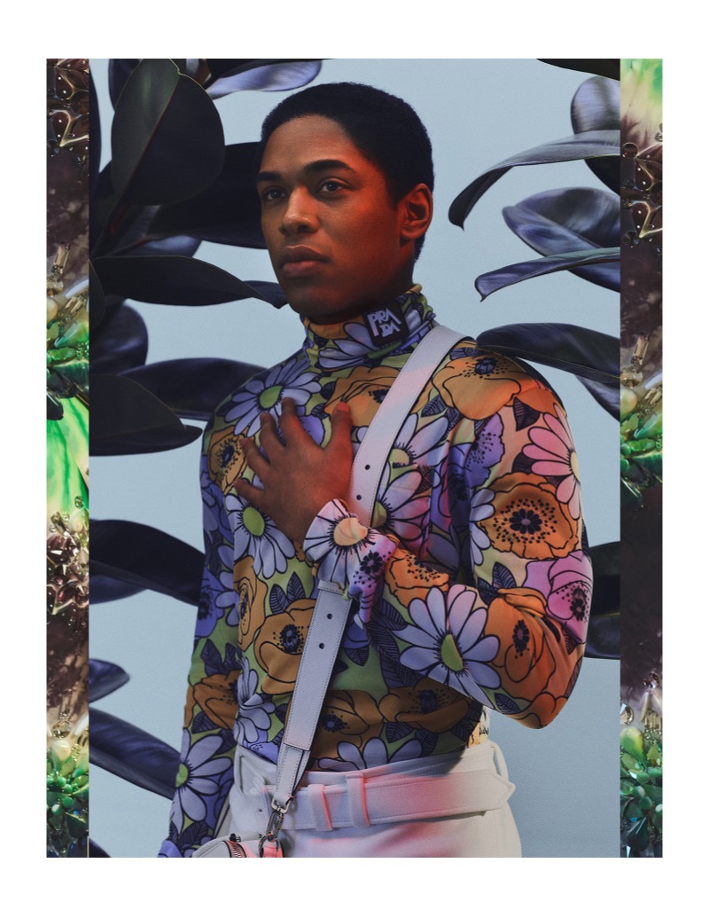 Front and center, Kelvin Harrison Jr. dons Prada.