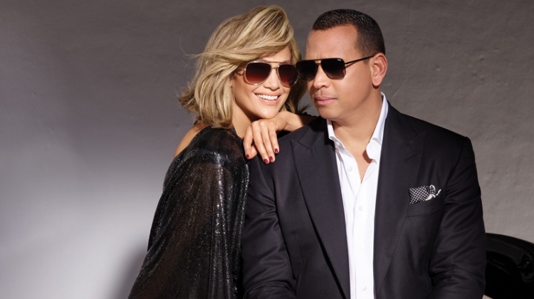 Dressed in black, Jennifer Lopez and Alex Rodriguez star in Quay Australia's new eyewear campaign.