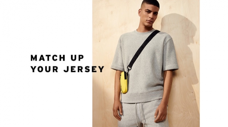 Making a case for grey, Zakaria Khiare sports a Topman toweling sweatshirt and shorts.