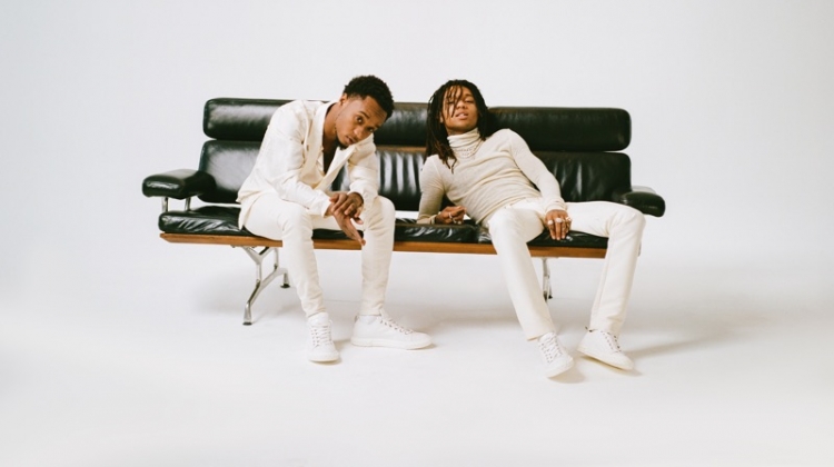 Rae Sremmurd sports Giuseppe Zanotti's white Blabber sneakers.