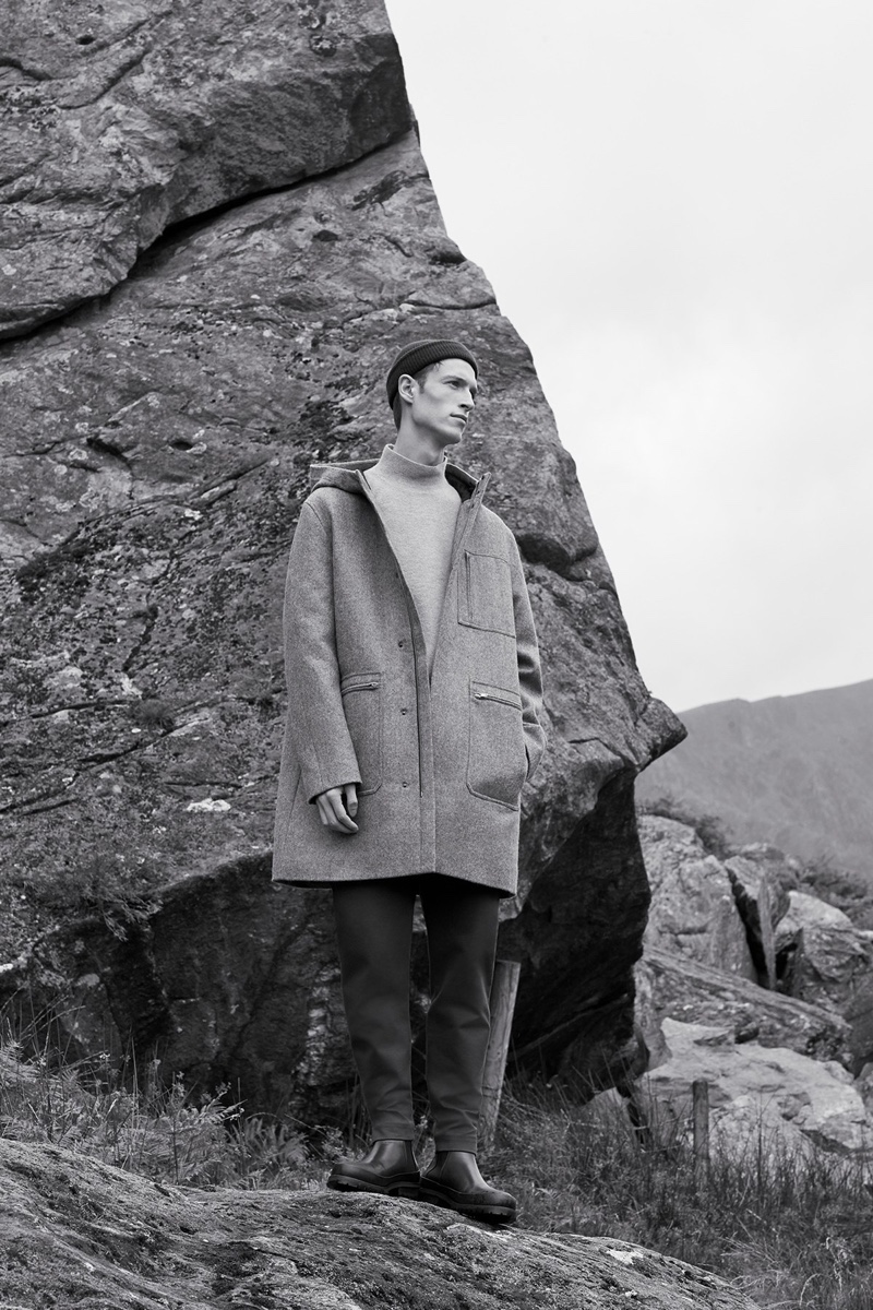 A chic vision, Model Egon Van Praet dons an oversized coat by COS.