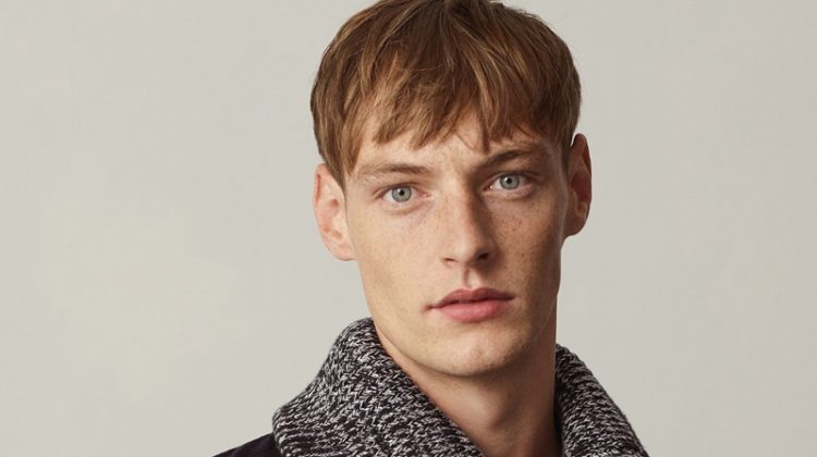 Roberto Sipos sports a corduroy shirt with a high-neck mock collar from COS.