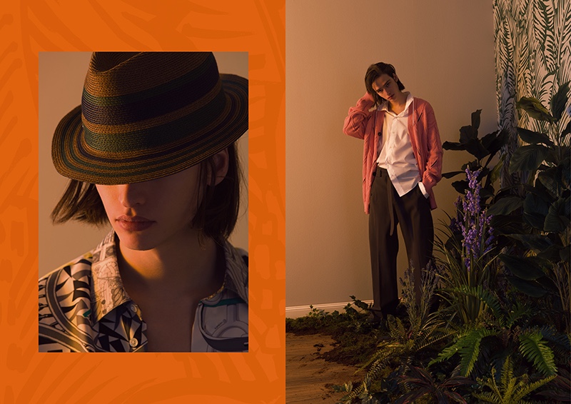 Maël wears chic menswear from Hermès' spring-summer 2020 collection.