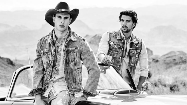 Mattia Narducci and Simone Susinna model denim for GUESS' spring-summer 2020 campaign.