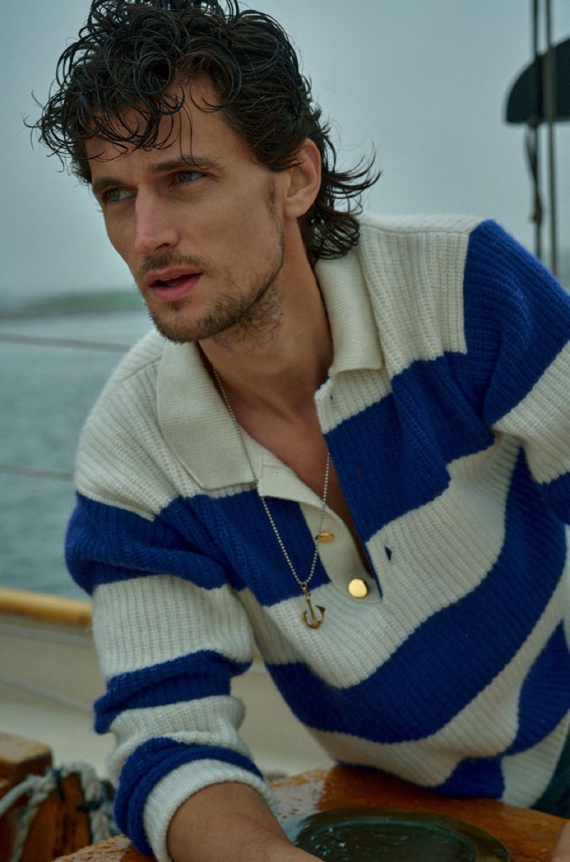 Garrett Neff stars in a nautical-themed editorial for GQ Russia.