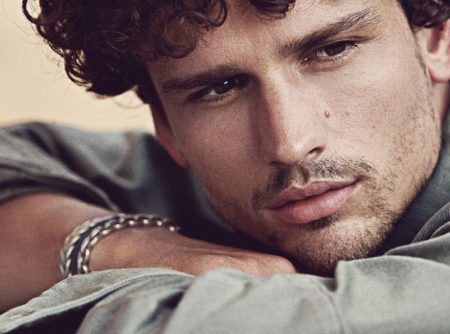 Top model Simon Nessman wears Chevron bracelets for David Yurman's fall-winter 2021 campaign.