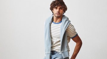 Step up your spring wardrobe with Todd Snyder's essentials, including the stylish jacquard stripe ringer tee and the versatile slim-fit stretch jeans in a faded wash.