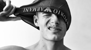 Finley Prentice fronts Emporio Armani's spring-summer 2023 underwear campaign.