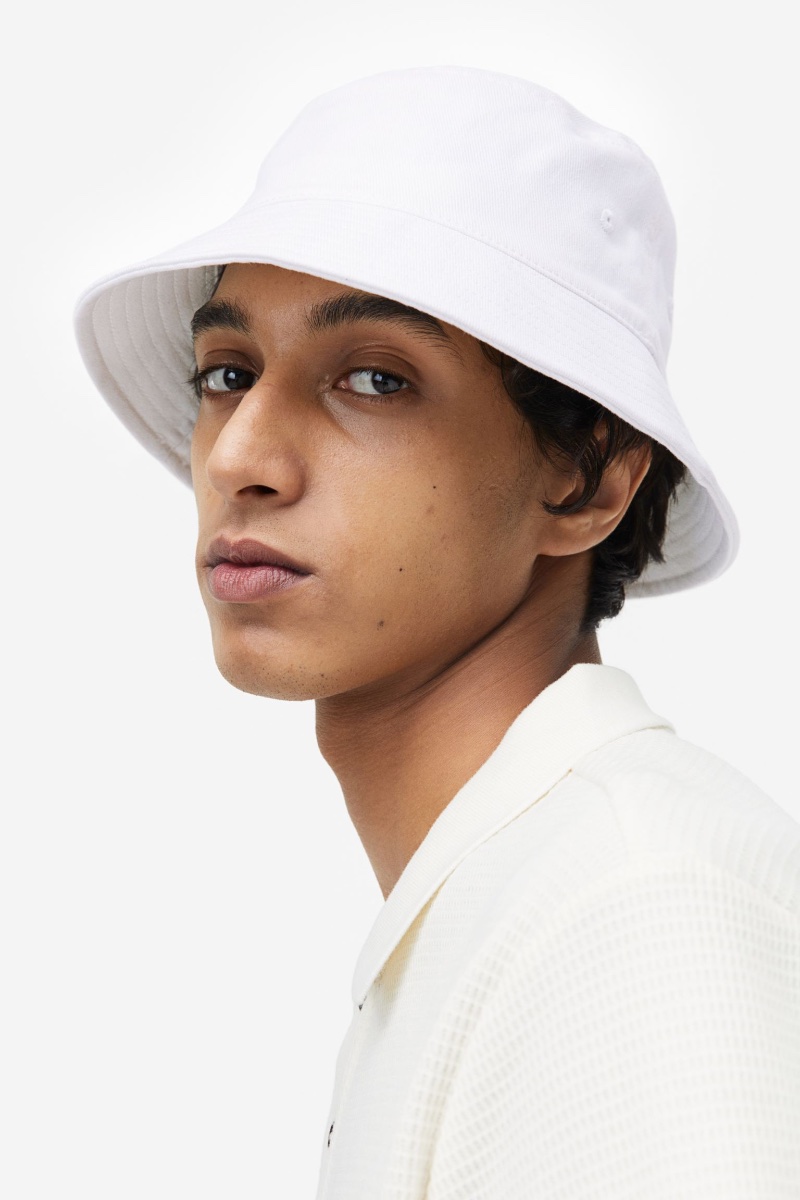 White Bucket Hat Men H&M