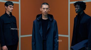 Models Lars Jammaers, Yura Nakano, and Duncan Addo model Massimo Dutti's pre-fall 2023 collection.