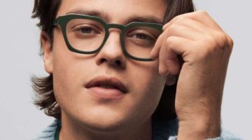 Australian actor Felix Mallard sports Warby Parker's Rufus glasses in Smoky Green.