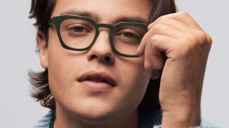 Australian actor Felix Mallard sports Warby Parker's Rufus glasses in Smoky Green.