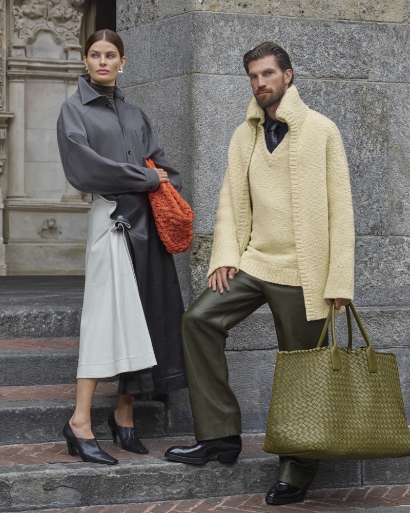 Americana Manhasset features models Isabeli Fontana and Henrik Fallenius in Bottega Veneta fall-winter 2024. 