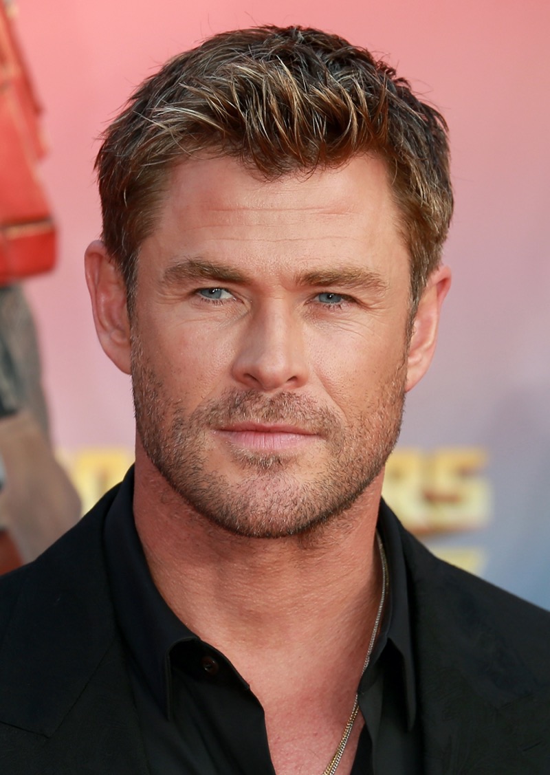 Chris Hemsworth textured crew cut heart shaped face