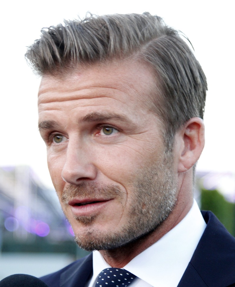 David Beckham side part heart shaped face