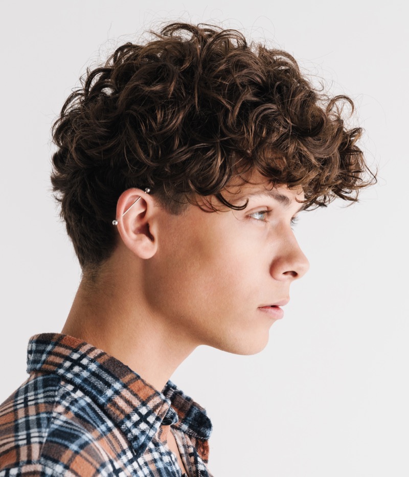 fluffy curly hairstyle side profile