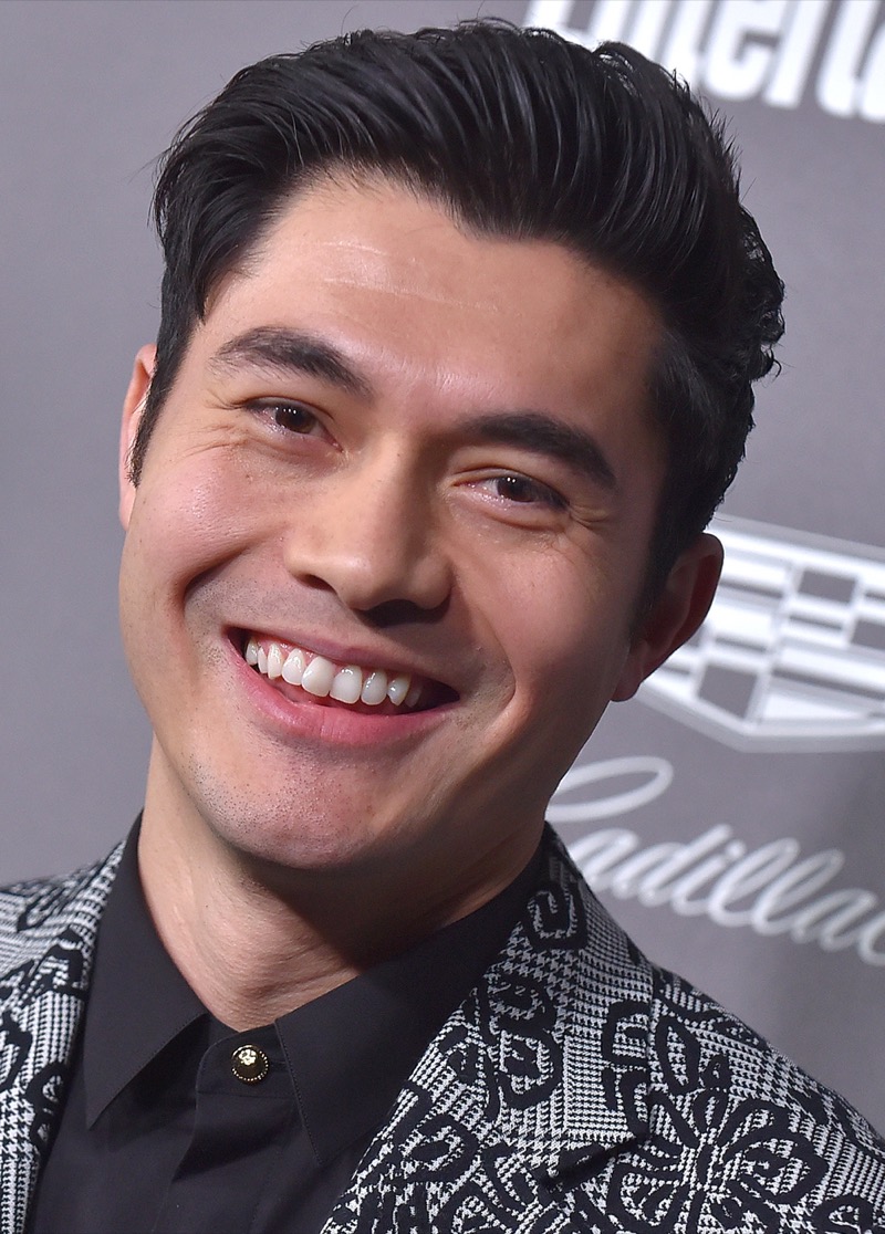 Henry Golding quiff hairstyle heart shaped face