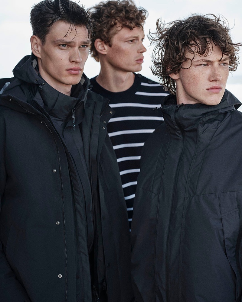 Filip Hrivnak, Alex Stoller, and Grayson Meyers appear in Paul & Shark’s fall-winter 2024 campaign.