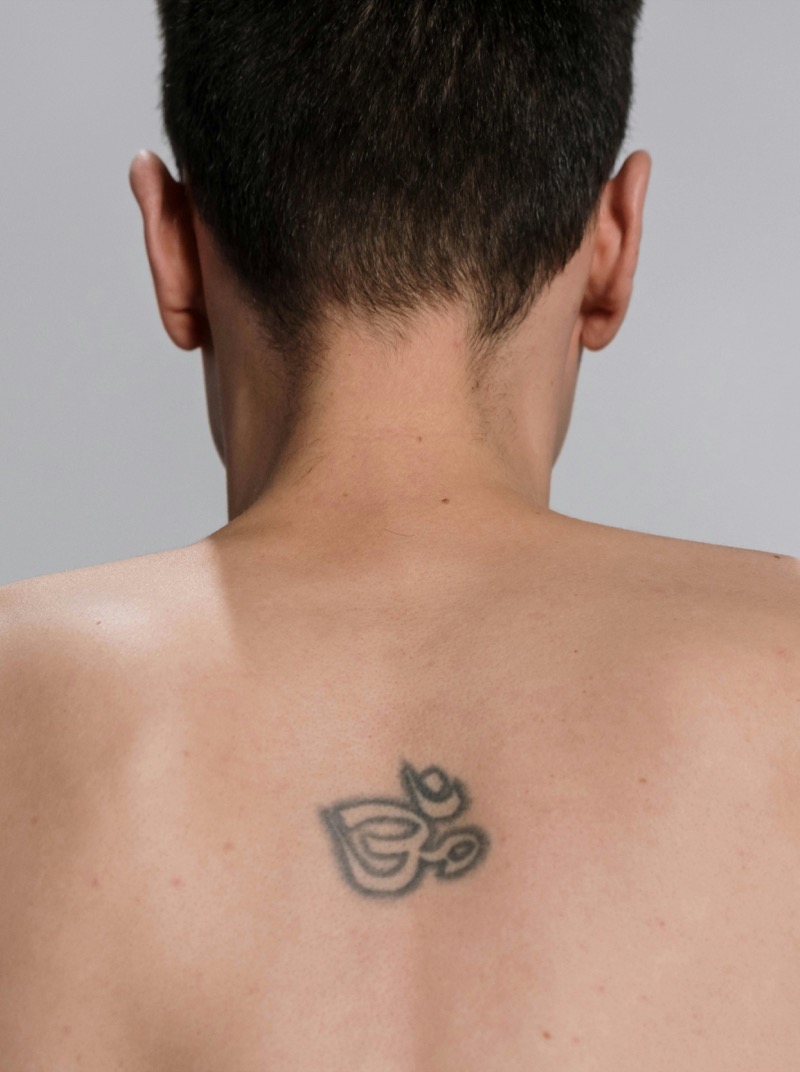 small back tattoo om design  f