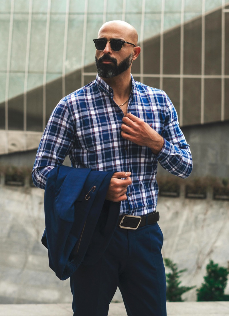 tall man plaid shirt