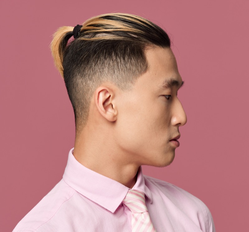 burst fade haircut top knot